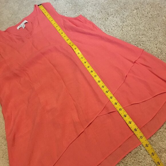 Christina B Flowy Coral Pink Coastal Sleeveless Layered Tunic Top - Picture 13 of 13